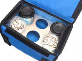 Heat-insulating delivery boxes - Coffee - Thermobag for 6 coffees with rack and easy opening